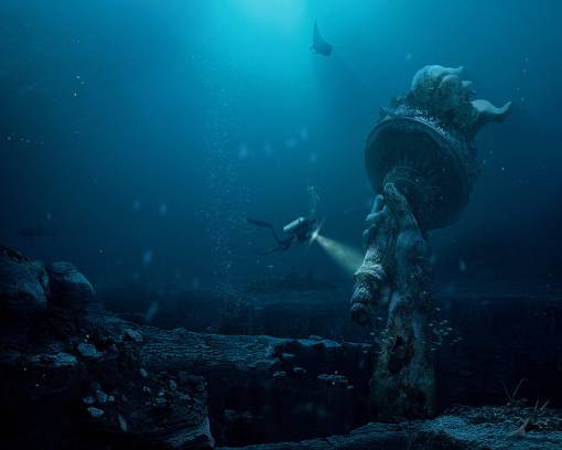 Статуя свободы под водой