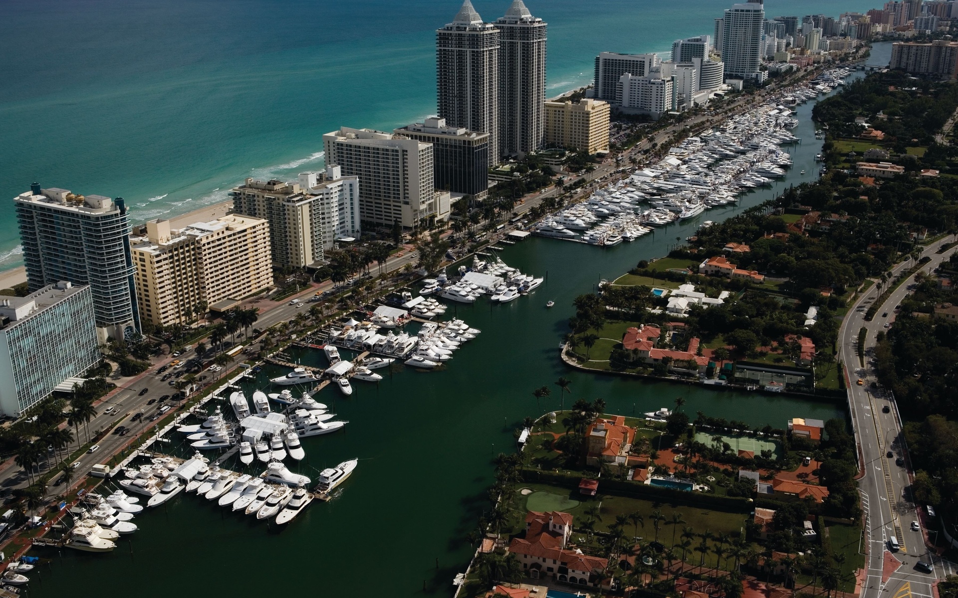 Майами пляж обои, скачать картинки на рабочий стол miami beach, яхты